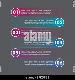 Infographie verticale des affaires en six étapes Illustration de Vecteur