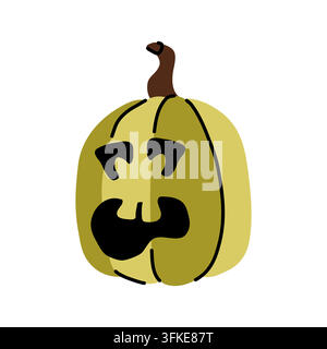 Clipart de citrouille d'Halloween verte surprise en forme de jack-o-lanterne pour conception de fête Illustration de Vecteur