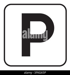 Stationnement : pictogramme noir du jeu de symboles du US National Park Service (symboles des services aux visiteurs), utilisé sur les cartes du parc, les panneaux de sentiers et les guides des visiteurs Illustration de Vecteur