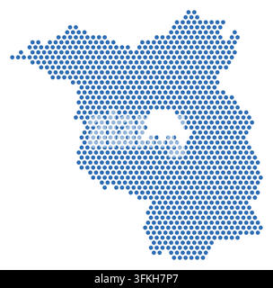 Carte vectorielle ponctuée de Brandebourg (Brandebourg), État fédéral allemand, composée de cercles bleus en motif de points demi-ton, sans étiquettes. Carte minimaliste moderne Illustration de Vecteur
