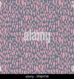Des pétales peints roses lâches sur un fond bleu-gris créent un motif répétitif sans couture et ludique avec une sensation d'imprimé animalier abstrait à mettre sur vos produits Banque D'Images