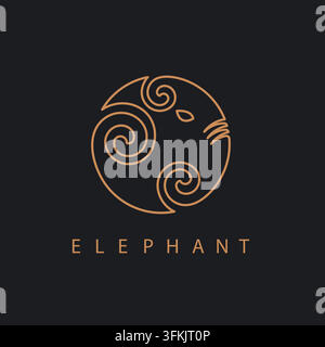 modèle web de conception de concept de concept de concept de vecteur de logo de ligne de cercle d'éléphant Illustration de Vecteur