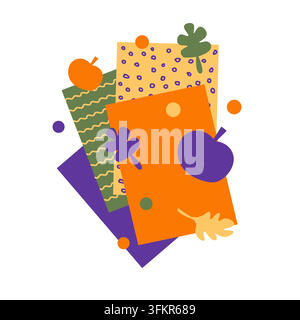 Feuilles de papier décoratives pour des loisirs créatifs d'Halloween avec des citrouilles et des feuilles d'automne découpées Illustration de Vecteur