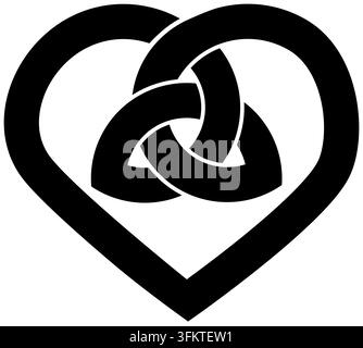 Nœud celtique en forme de cœur Trinity amour sans fin sur fond blanc pour symbole de tatouage icône religieuse logo. Illustration vectorielle Illustration de Vecteur