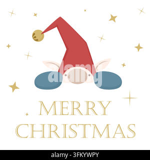 Carte de Noël mignonne. Illustration vectorielle. Nain du Père Noël mignon et elfe Illustration de Vecteur