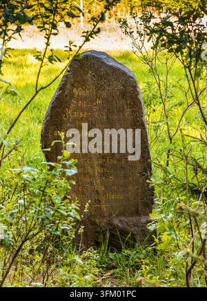 Commémorant la chasse à l'élan de Kaiser Wilhelm II en octobre 1901, ce monument historique se dresse dans la forêt de Romincka, Dubeninki, Pologne Banque D'Images