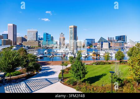 Inner Harbour et Rash Field Park à Baltimore, Maryland, États-Unis Banque D'Images