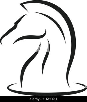 Concept de modèle de conception vectorielle d'icône logo d'échecs à cheval Illustration de Vecteur