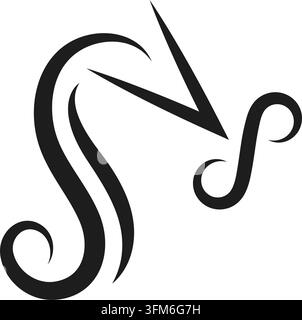 icône de logo en forme de flèche de lettre s pour coupe de cheveux, concept vectoriel, modèle de conception Illustration de Vecteur