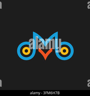 Modèle de conception de concept vectoriel d'icône logo note de musique lettre CM pour le Web Illustration de Vecteur