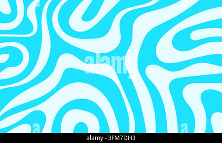Un fond abstrait vibrant présentant des formes organiques fluides en cyan vif et bleu pâle. Les lignes ondulées créent une texture visuelle dynamique et fluide Illustration de Vecteur