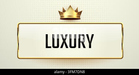 Cadre doré de luxe avec icône de couronne royale pour un branding élégant et une annonce d'événement premium. Illustration vectorielle Illustration de Vecteur