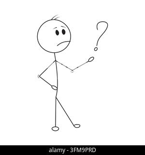 Personnage Stickman confus avec un point d'interrogation. Vecteur d'un personnage Stickman confus regardant un point d'interrogation. Illustration de Vecteur