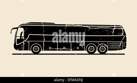 Bus moderne à trois essieux, silhouette vectorielle noire Illustration de Vecteur