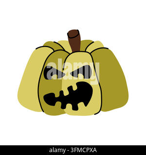 Clipart d'halloween effrayant en vert olive pour le design d'autocollants de fête Illustration de Vecteur