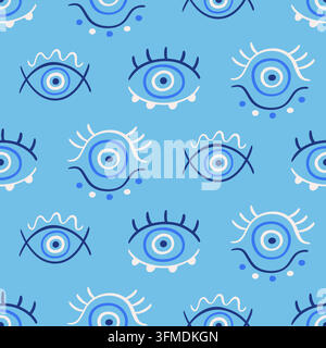 Motif abstrait sans couture de l'œil mauvais grec Illustration de Vecteur