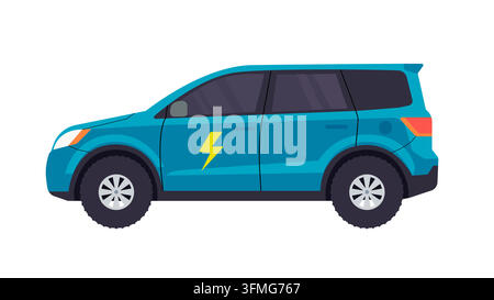 Illustration vectorielle plate d'un véhicule SUV électrique Illustration de Vecteur