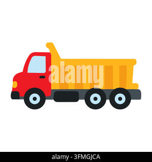 Illustration vectorielle d'un camion-benne coloré de dessin animé isolé sur fond blanc, parfait pour le design pour enfants, l'éducation et l'art de la crèche. Illustration de Vecteur