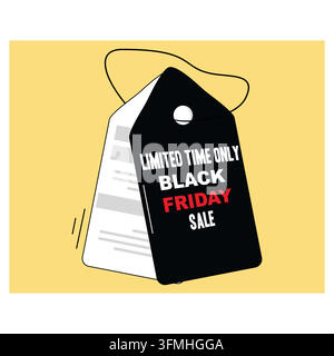 Jour des soldes Black Friday pour des offres exclusives. Illustration moderne vectorielle plate Illustration de Vecteur