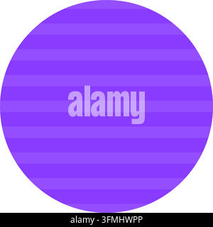 Élément de conception géométrique en forme de cercle rond à rayures horizontales violet violet. Icône de cercle rond violet rempli de lignes de rayures parallèles horizontales Illustration de Vecteur