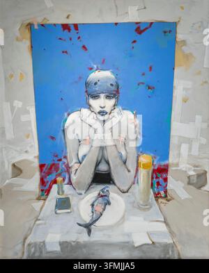 France, Paris, Fonds (collection) Enki Bilal, Bleu Sang (1994) acrylique sur toile Banque D'Images