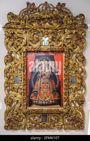France, Haute-Marne, Chaumont, Musée de la crèche, La Vierge des neiges, huile sur toile baroque de la fin du XVIIe ou du début du XVIIIe siècle (Colombie) Banque D'Images