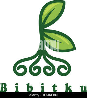 Icône de logo en forme de graine de plante avec lettre B, élément de conception vectorielle pour le web Illustration de Vecteur