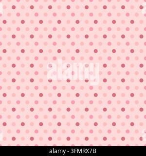 Motif à pois sans couture mignon présentant des cercles répétitifs dans des tons rose pâle, rose et pastel sur un fond rose clair Illustration de Vecteur