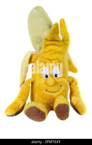 Jouet banane doux sur un fond blanc. Banque D'Images