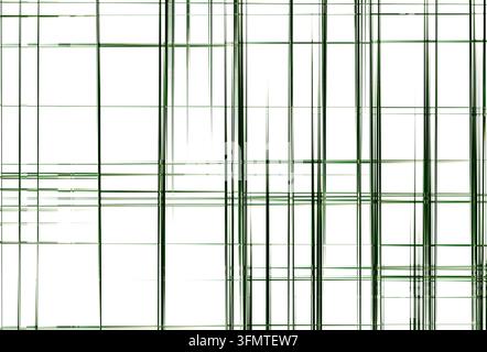 minimaliste, graphique numérique abstrait composé d'une grille irrégulière de lignes droites sur un fond blanc épuré ; Banque D'Images