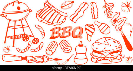 Collection de plats de barbecue Illustration de Vecteur