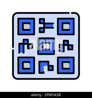 Icône QR code minimale de style contour. Illustration vectorielle à trait modifiable adaptée pour la numérisation de codes QR, la communication numérique, l'accès sans contact, m Illustration de Vecteur