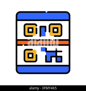 Icône QR code de scan minimal de style contour. Illustration vectorielle à trait modifiable adaptée au scan de QR code, au scan de codes-barres, aux appareils mobiles, conta Illustration de Vecteur