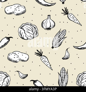 Jardin potager Motif sans couture Vecteur rustique Illustration de Vecteur