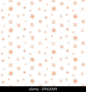 Éléments d'étoiles orange vives et pétards scintillants disposés dans un motif de fond sans couture joyeux. Parfait pour les emballages de produits d'automne, Illustration de Vecteur