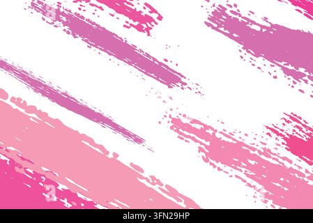 Une composition numérique abstraite mettant en scène des coups de pinceau texturés rose vif et rose doux avec des éclaboussures de peinture dynamiques disposées en diagonale sur un fond clair Illustration de Vecteur