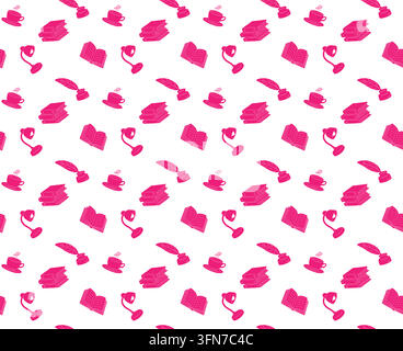 Motif sans couture avec livres et impression littéraire pour la lecture Illustration de Vecteur