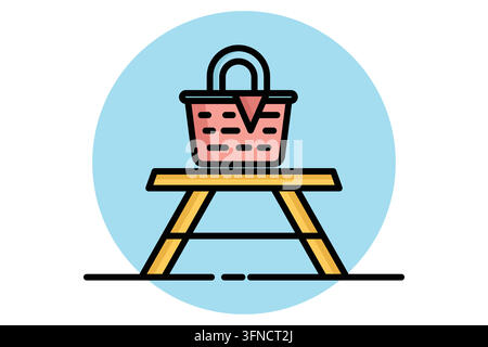 Icône de table de pique-nique. Style d'icône colorée. Icône liée à la loisir. Illustration vectorielle d'éléments de parc Illustration de Vecteur