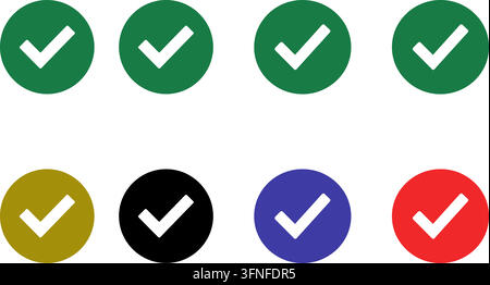 Ensemble d'icônes de coche et de coche en vert, or, noir, bleu et rouge avec des styles graphiques solides pour la conception d'interfaces utilisateur Illustration de Vecteur