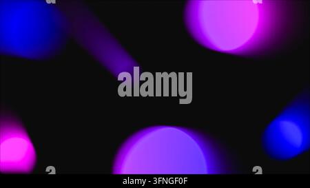 Fond néon bokeh abstrait avec des lumières roses, violettes et bleues floues sur un fond noir. Fuites de lumière colorées douces et effet de flare d'objectif. Banque D'Images