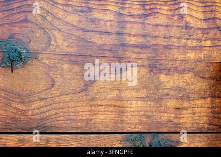 Planche en bois brun foncé riche avec nœud et veine – Fond texturé en bois dur rustique Banque D'Images