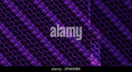 Un fond abstrait présentant une texture géométrique répétée dans des nuances de violet et de violet foncé avec des lignes diagonales répétées. Banque D'Images