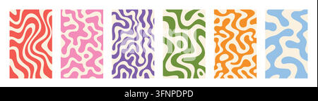 Fonds de motifs abstraits ondulés colorés dans un style de design psychédélique rétro Illustration de Vecteur