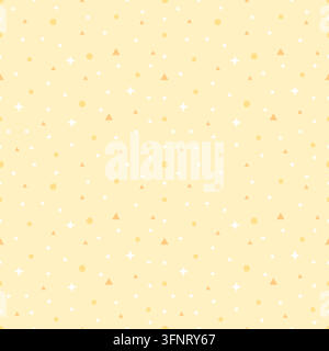 Fond à motif géométrique jaune pastel avec paillettes, triangles, hexagones et carrés. Design minimal mignon pour papier peint, textile, papier cadeau Illustration de Vecteur