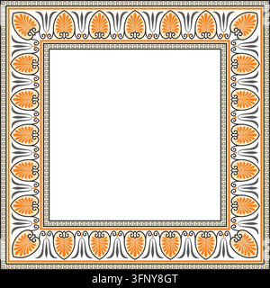 Ornement grec classique carré coloré en vecteur. Ornement européen. Bordure, cadre Grèce antique, Empire romain. Illustration de Vecteur
