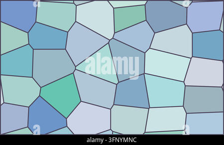 Mosaïque de vitraux minimaliste avec des tons pastel doux, bleus et verts, offrant un fond apaisant et élégant pour les projets artistiques. Illustration de Vecteur