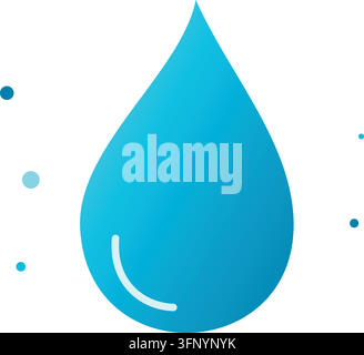 Icône de goutte d'eau bleu vif avec de petites bulles autour symbolisant la pureté et le liquide essentiel Illustration de Vecteur