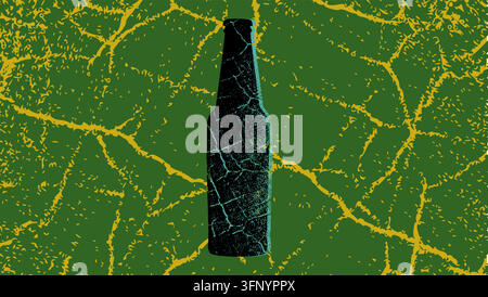 bouteille en verre de bière, illustration vectorielle en couleur Illustration de Vecteur
