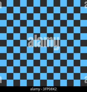 Motif à damier noir et bleu sans couture de style Memphis. Conception vectorielle géométrique pour fonds et papiers peints. Esthétique minimaliste avec Illustration de Vecteur