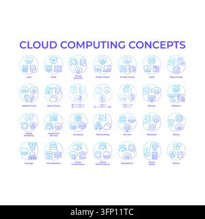 Pack d'icônes concept de gradient de cloud computing Illustration de Vecteur